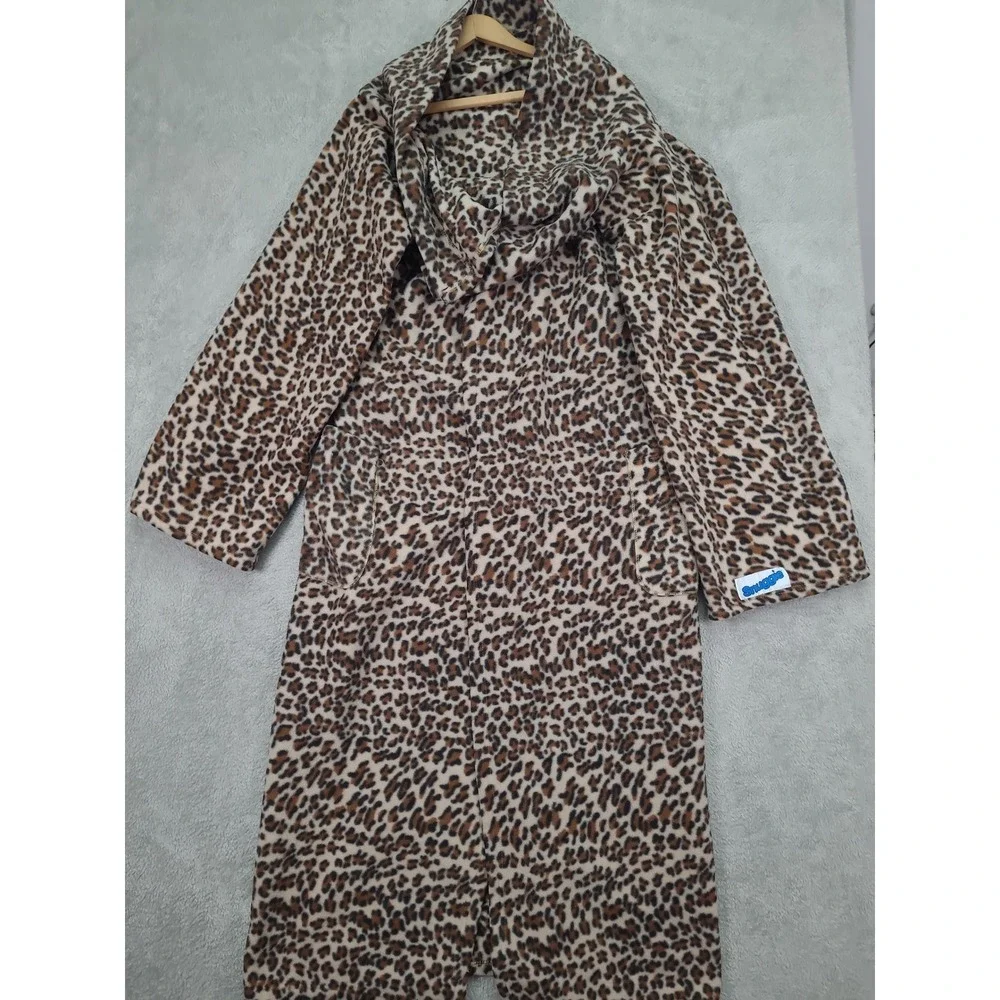 Snuggie Wearable Blanket Fleece Robe Leopard Animal Print Brown‎ Tan One Size